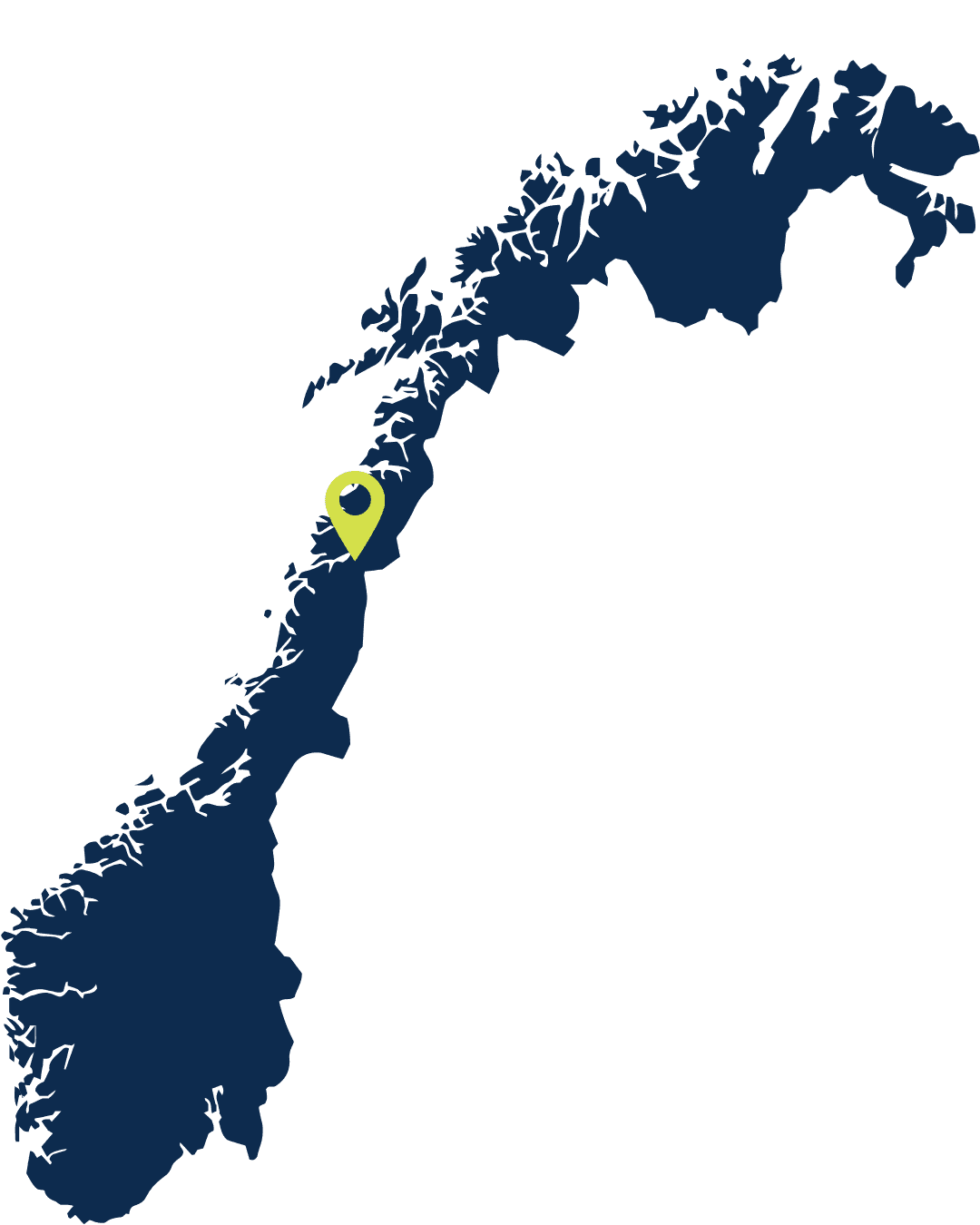 Norgeskart med markering av Mo i Rana